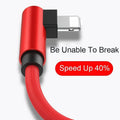 90 Degree USB Cable For IPhone 14 13 12 11 X 8 7 7plus 6 6S 5 Fast Charging Cable For IPad USB Cable L Type Data Cable