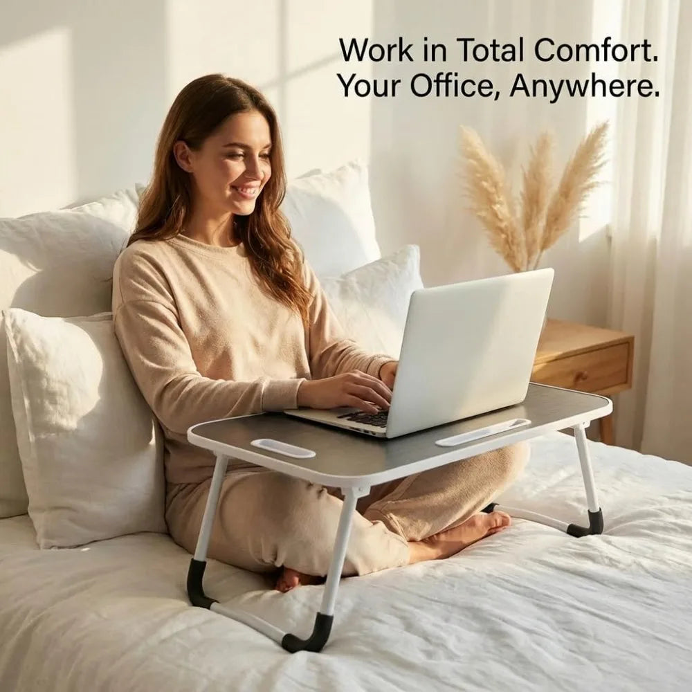Foldable Lap Desk for Laptop & Writing - 23 inch Bed Tray Table with Cup Holder & Tablet Slot - Portable Notebook Stand for Eating, Sofa, Couch & WFH