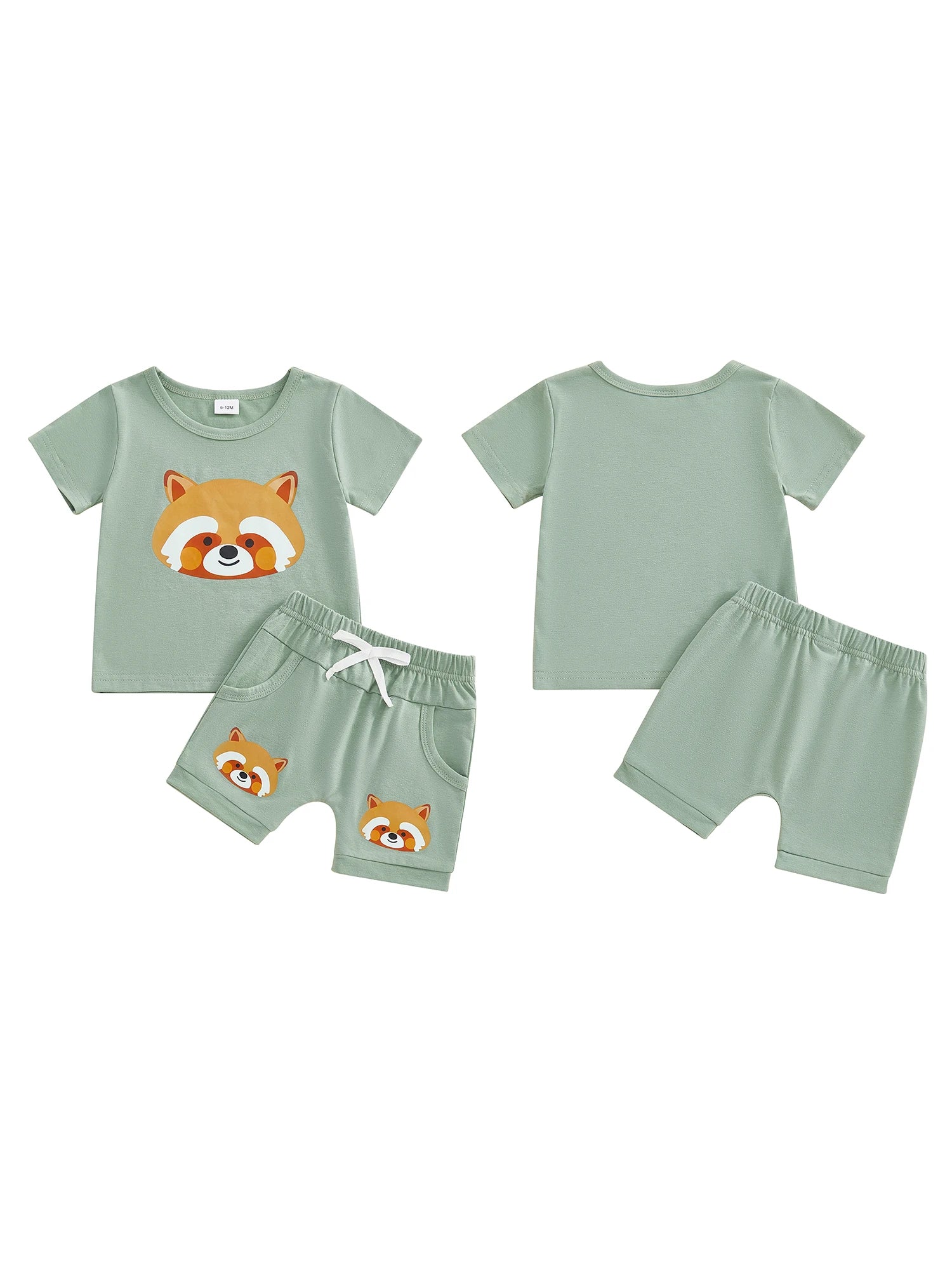Cute Toddler Boy Summer Outfits Fox Print Short Sleeve Round Neck T Shirt and Shorts 2 Pcs Set for Playtime Fun