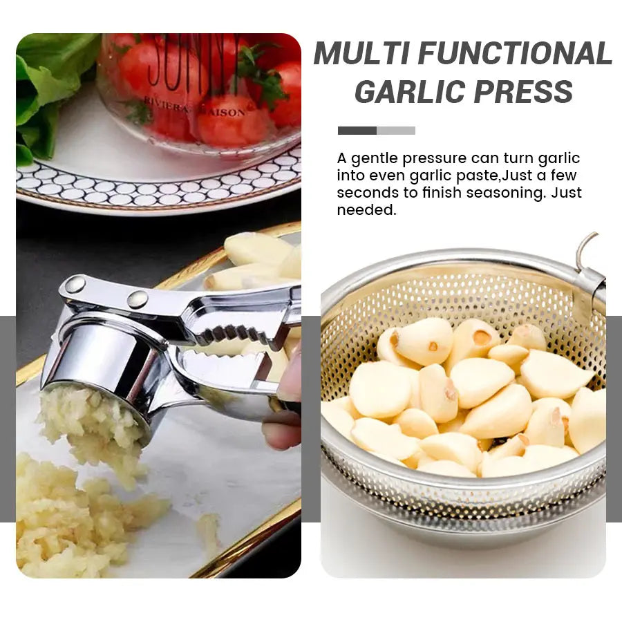 Manual Stainless Steel Garlic Press Mincer Crusher Ginger Grinding Tool for Kitchen Use