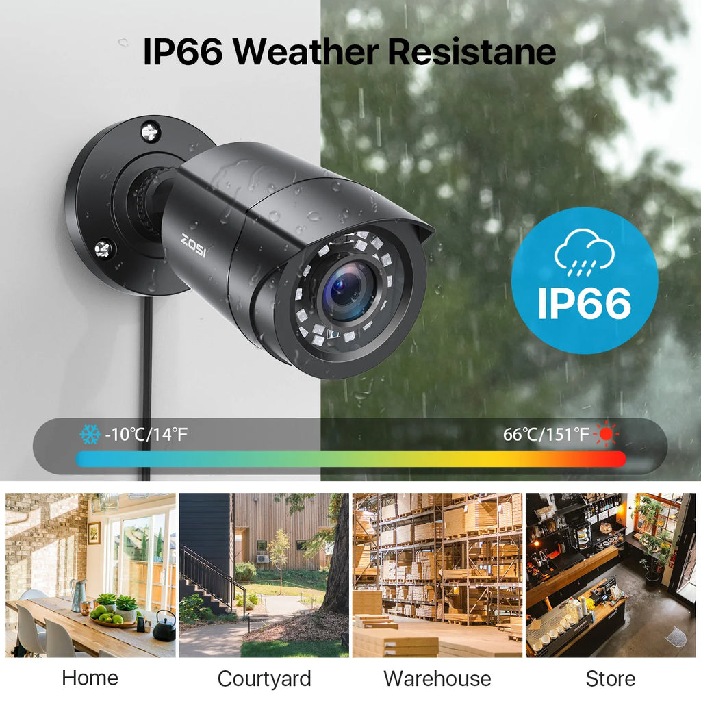 4 Pack HD TVI Security Cameras Outdoor Indoor Weatherproof Bullet Surveillance Camera for Analog CCTV DVR System