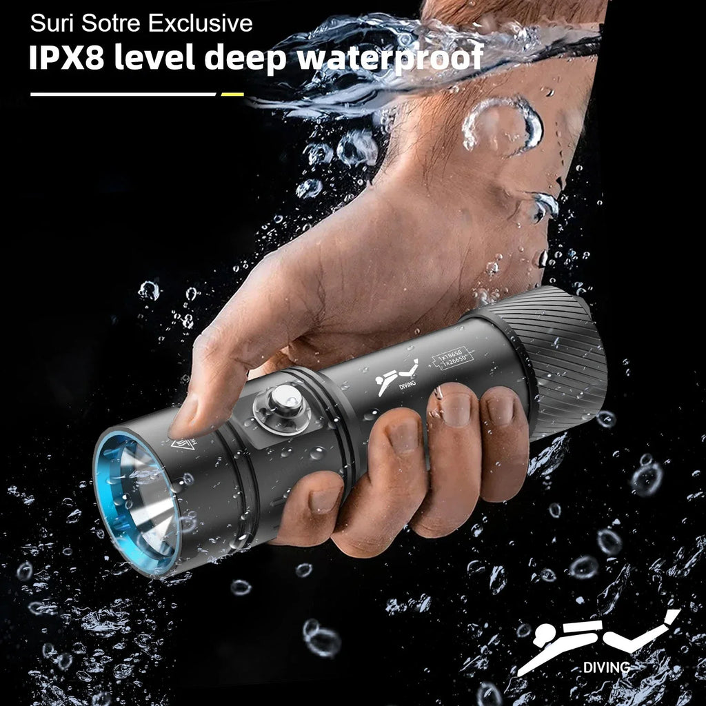 Professional diving L2-2000LM LED diving flashlight super bright IPX8 waterproof flashlight underwater 200M fishing flashlight