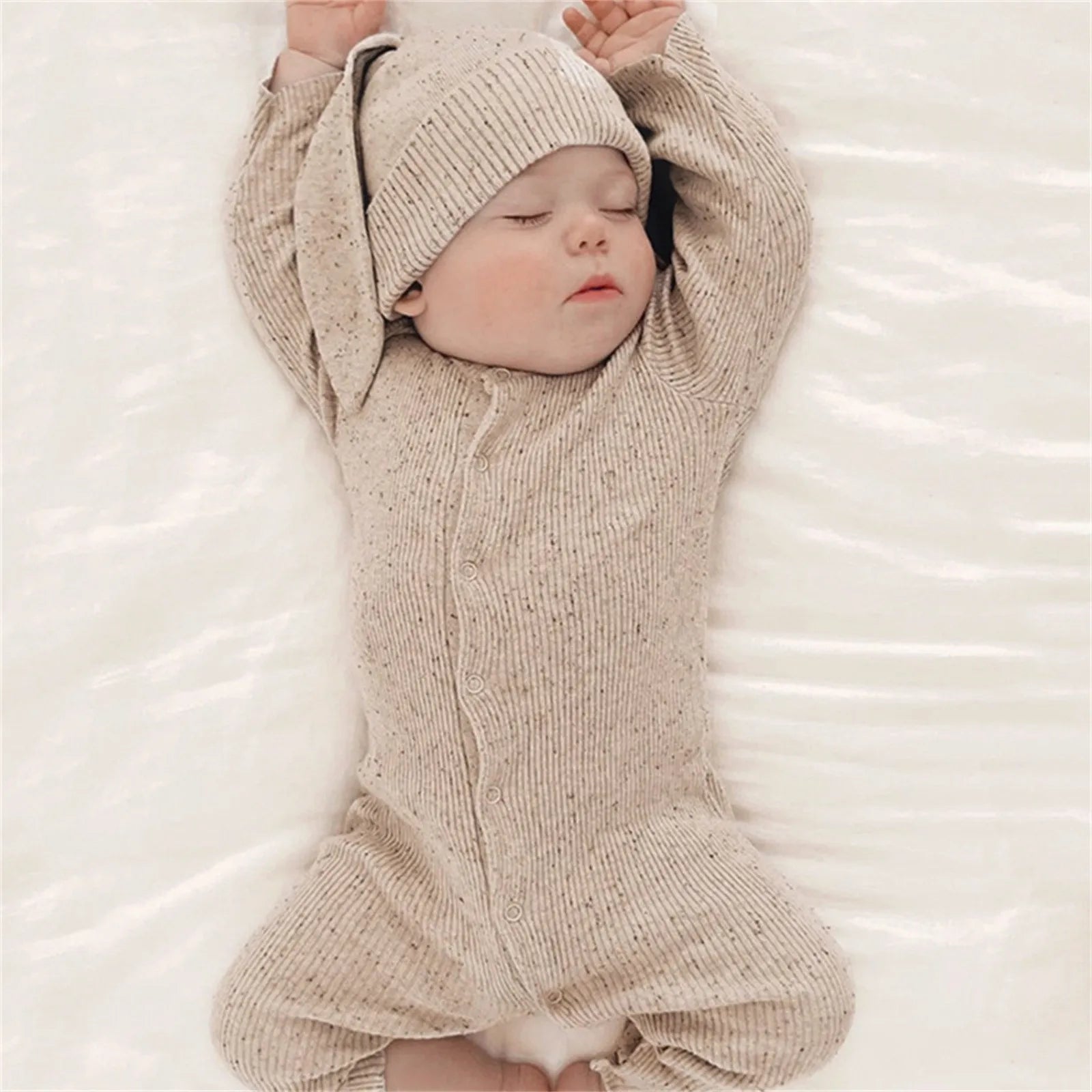 Baby Button Romper Baby Boys Girls Bunny Outfit My First Easter Outfits Infant Newborn Ribbed Button One Month Baby Boy Clothes