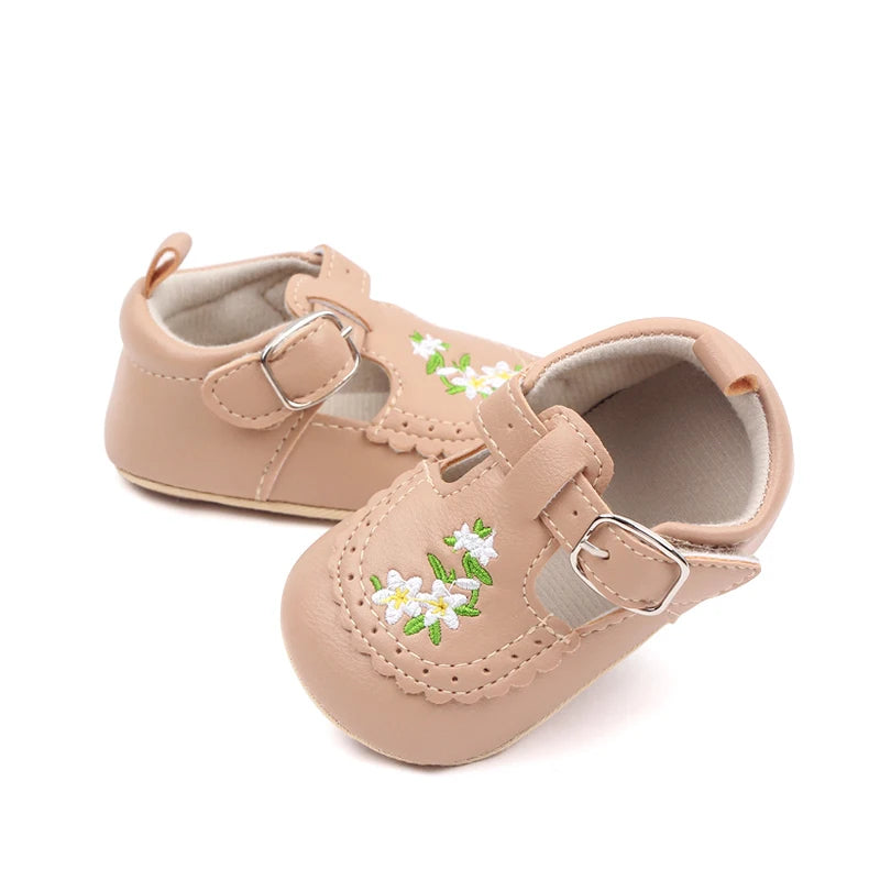 Cute Baby Girls Bowknot Comfortable PU Leather Non-slip First Walker Shoes for Toddler Princesses