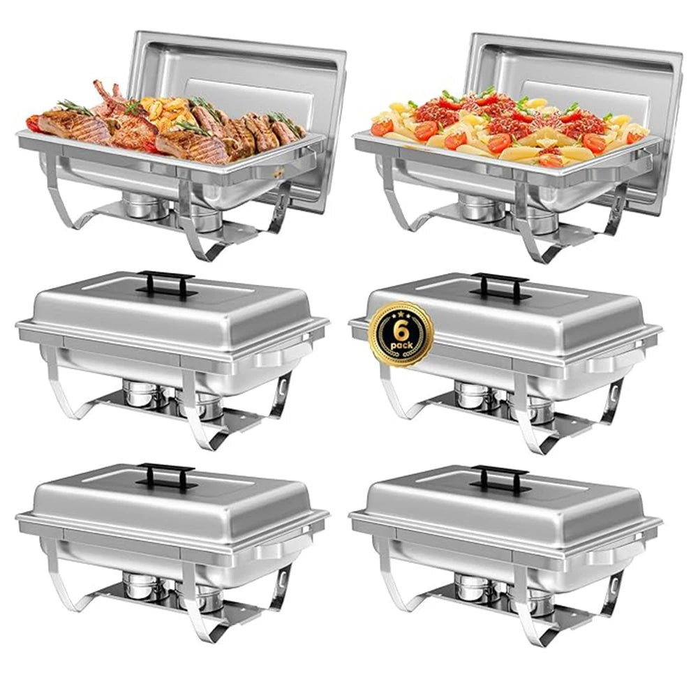 Buffet Set 8QT Electric Stainless Steel 2/4/6Pack Full Size Pans Food Warmer Fuel Holder for Party Catering