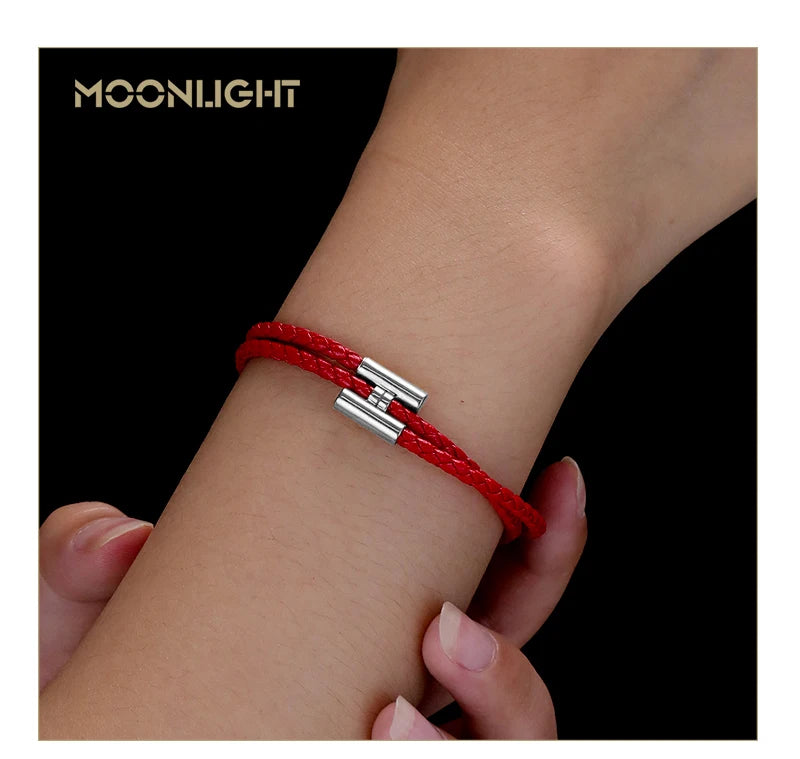 MOONLIGHT Classic H Button Braceles for Women Double-layer Leather Charm Bracelet Female Fashion Couple Jewelry Gifts 13 Colors