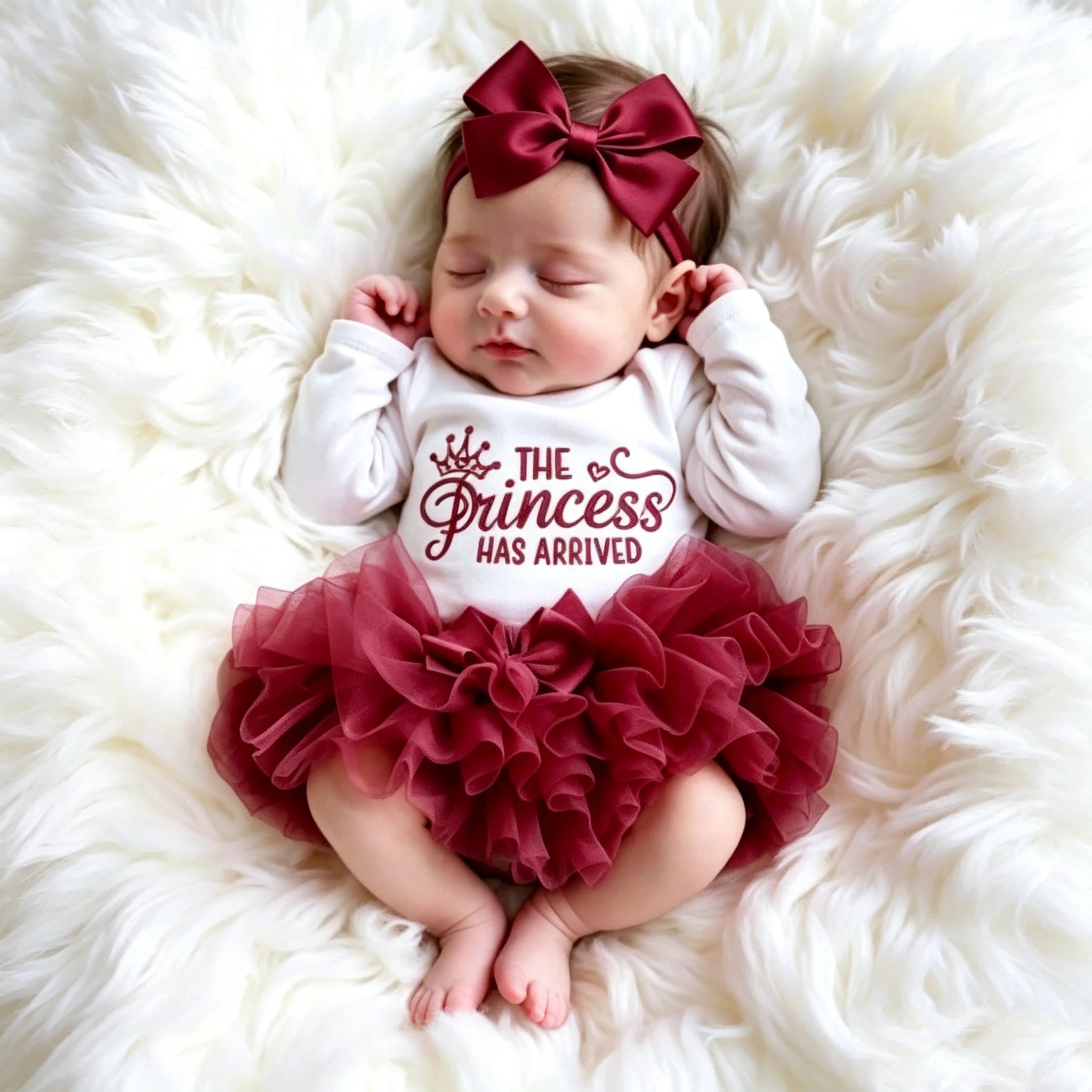 Summer Newborn Photography Outfit Sets Infant Baby Girls Letter Print Romper Pink Tulle Skirt Headband Photo Props-HD