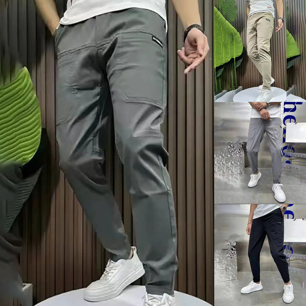 Flat Front Mens Fashion Joggers Sports Pants Summer Casual Cargo Pants Gym Sweatpants Mens Long Pant Trousers