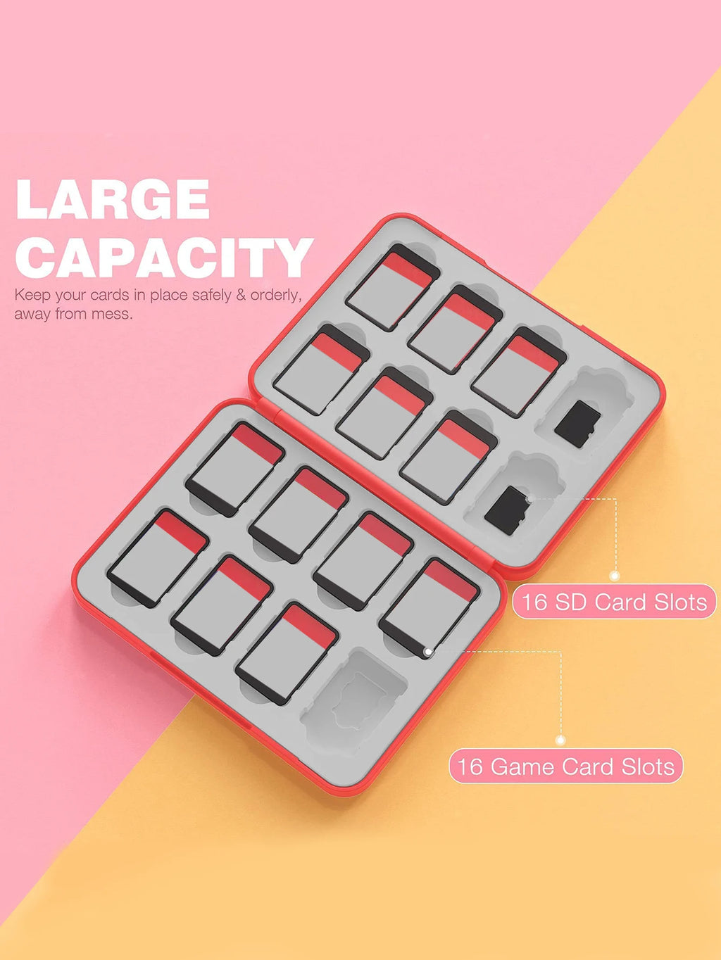 Suitable for Switch Game Card Magnetic Absorption Cassette Reader 16 in 1 Red