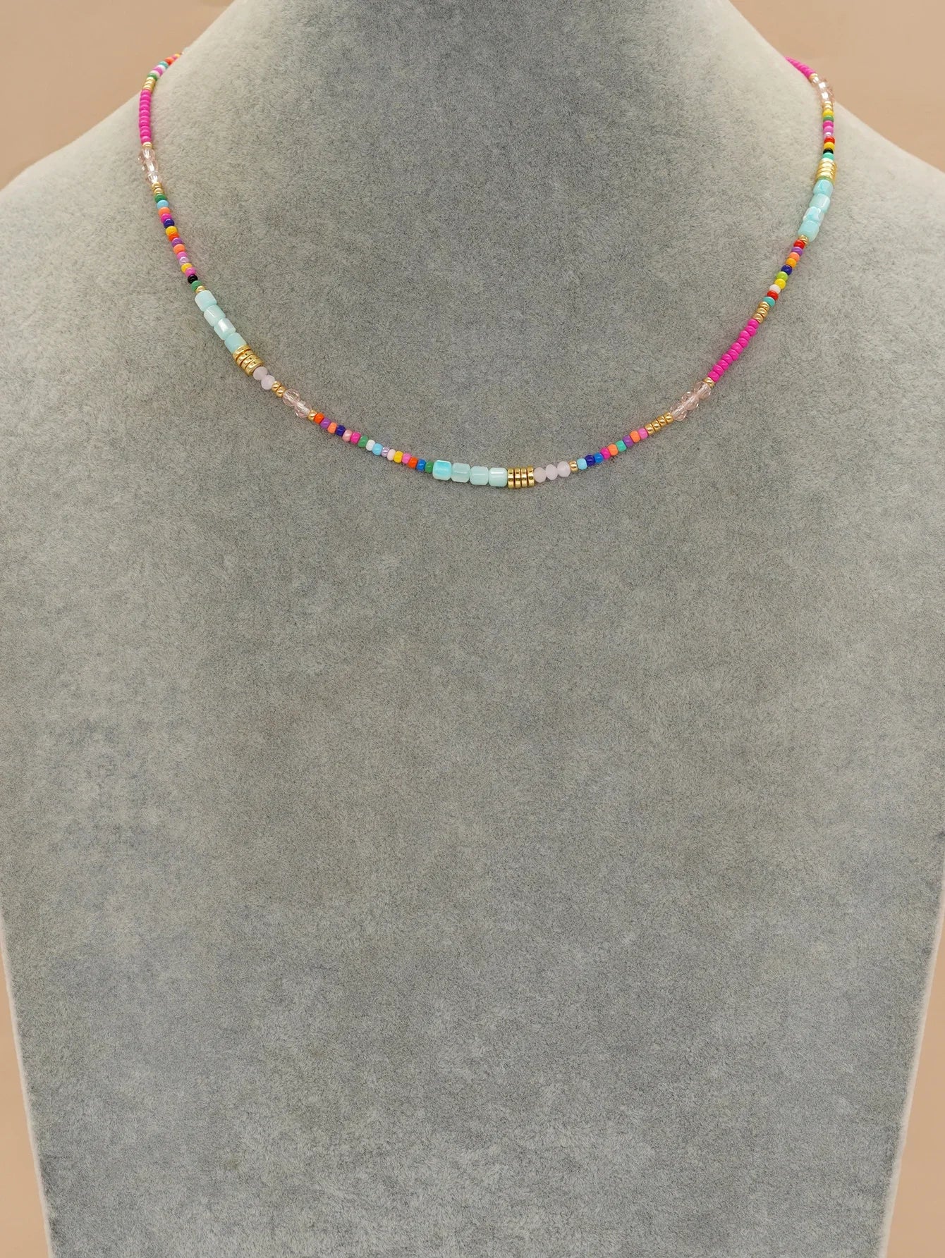 Beaded Necklaces For Women Rainbow Colorful Summer Bohemian Mixed Bead Crystal Necklaces Choker Beach Jewelry