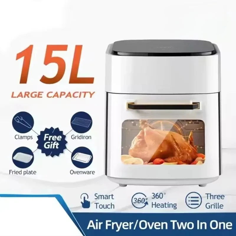 Stock Health Large Capacity 15L Kitchen Home Air Fryer Consumer Reports Best Electric Digital Smart Fryer with Visual Window