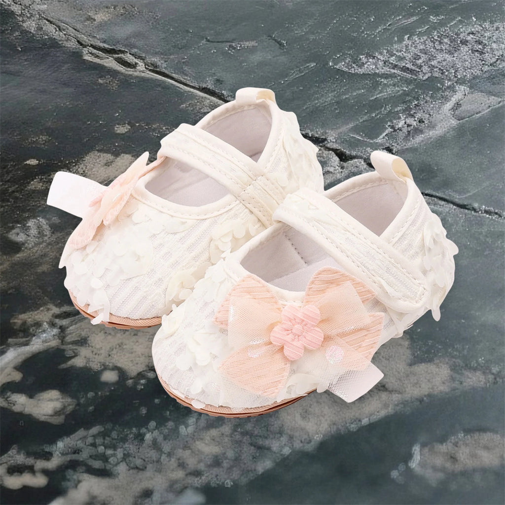 Adorable Infant Booties with Sweet Floral Embellishments and Anti-slip Soles Comfortable Mary Jane Shoes for Baby Girls Ideal