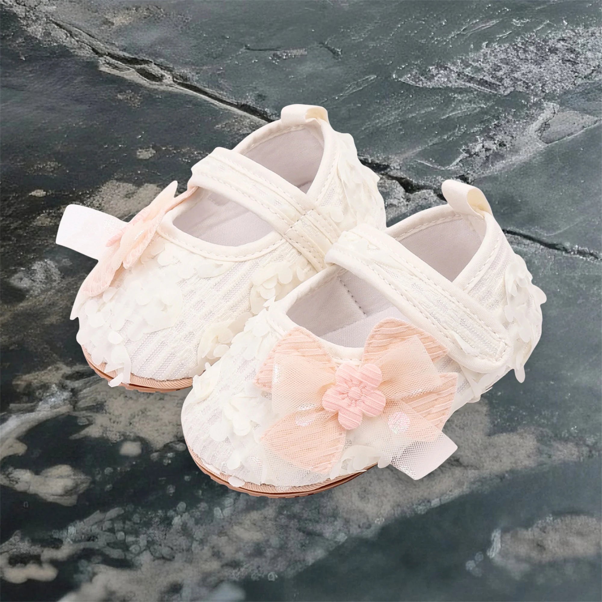 Adorable Infant Booties with Sweet Floral Embellishments and Anti-slip Soles Comfortable Mary Jane Shoes for Baby Girls Ideal
