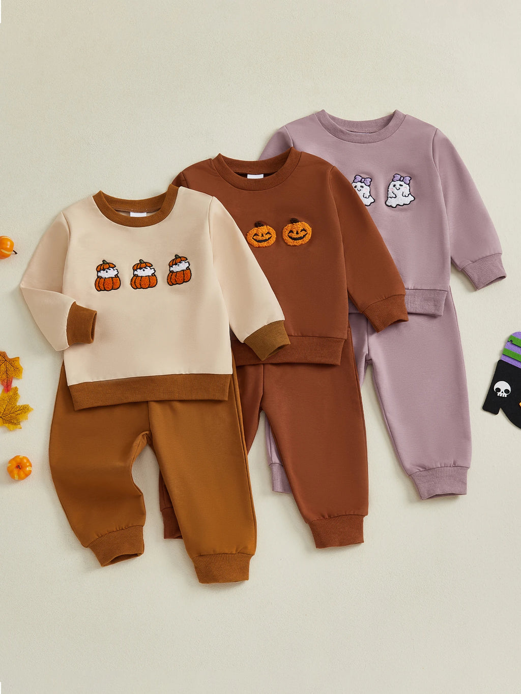 Boys Girls 2-piece Halloween Costume Short Sleeve Round Neck Printed Spider Black Cat T-shirt with Shorts Set Kids Outfit for