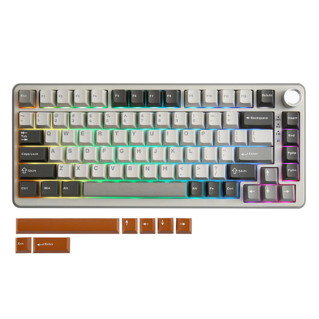 YUNZII B75 PRO 82-Key Wireless Mechanical Gaming Keyboard, Gasket Hot Swap Custom RGB 75% BT/Type-C/2.4G Creamy Knob Keyboard