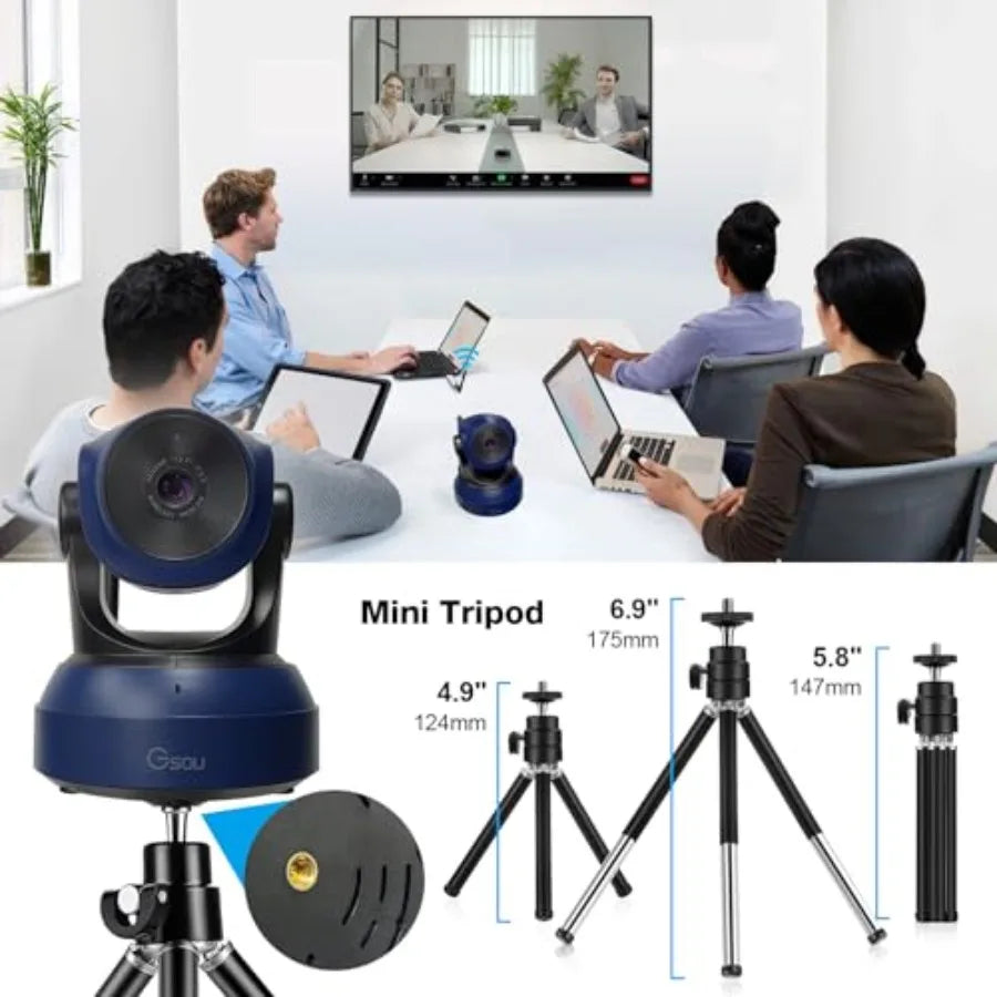 Wireless Webcam for PC, 1080P HD Streaming Camera with ABS Plastic Body in Black, Plug-and-Play USB Compatibility for Zoom, Sky