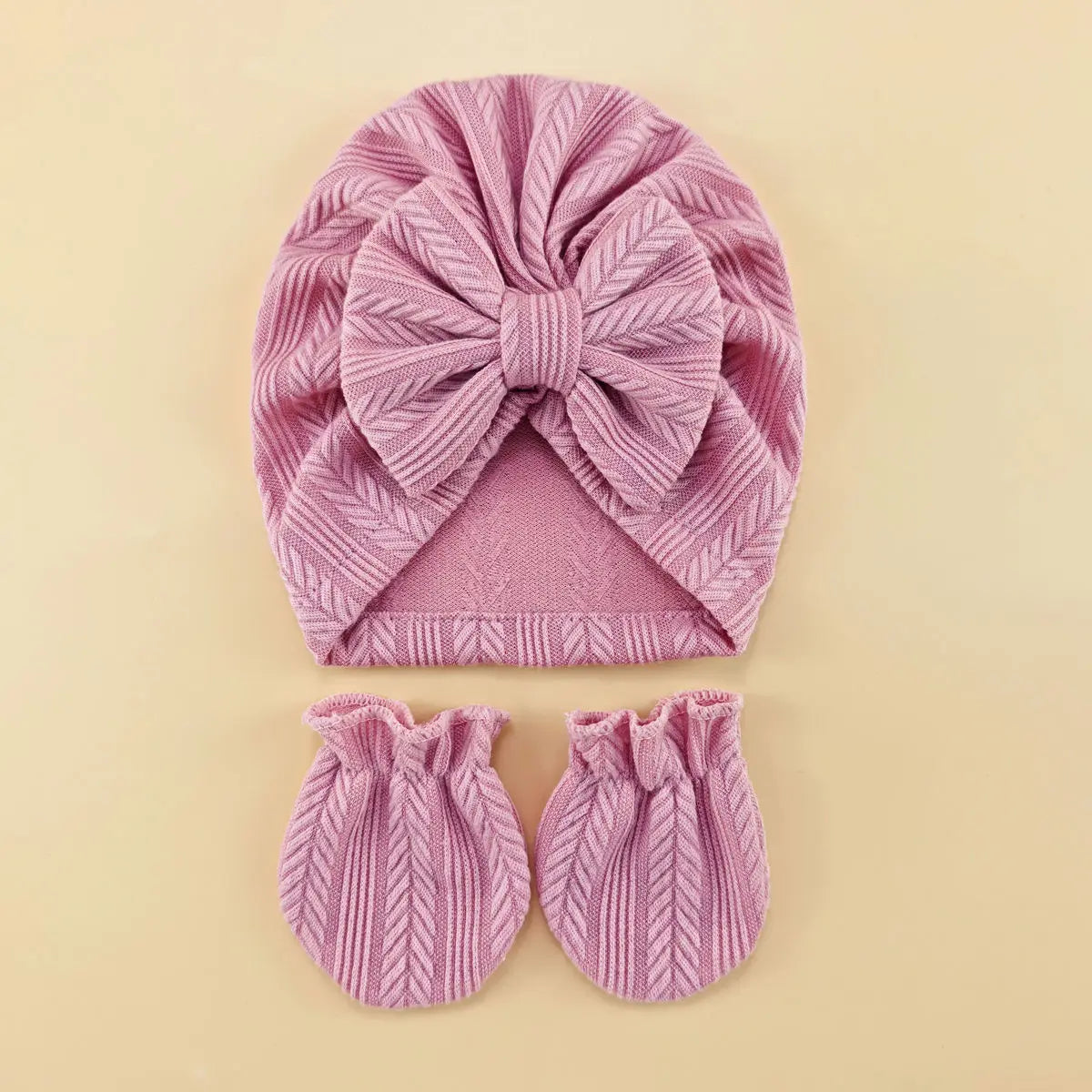 4pcs/set Newborn baby hat with headband gloves socks set Infant Felt Cute Bow Headwraps Baby Gloves Socks 0-6M Beanies