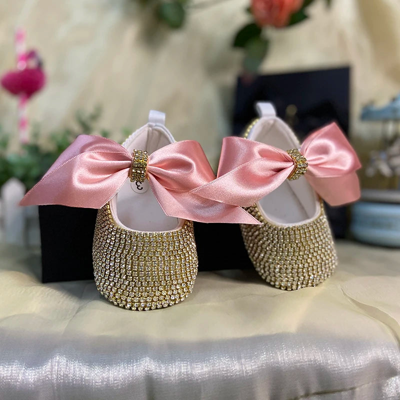Dollbling Baby Diamonds and Pearls Custom Baby Girl Pearl Rhinestone Birthday Baptism Fancy Shoes Baby Shower Easter