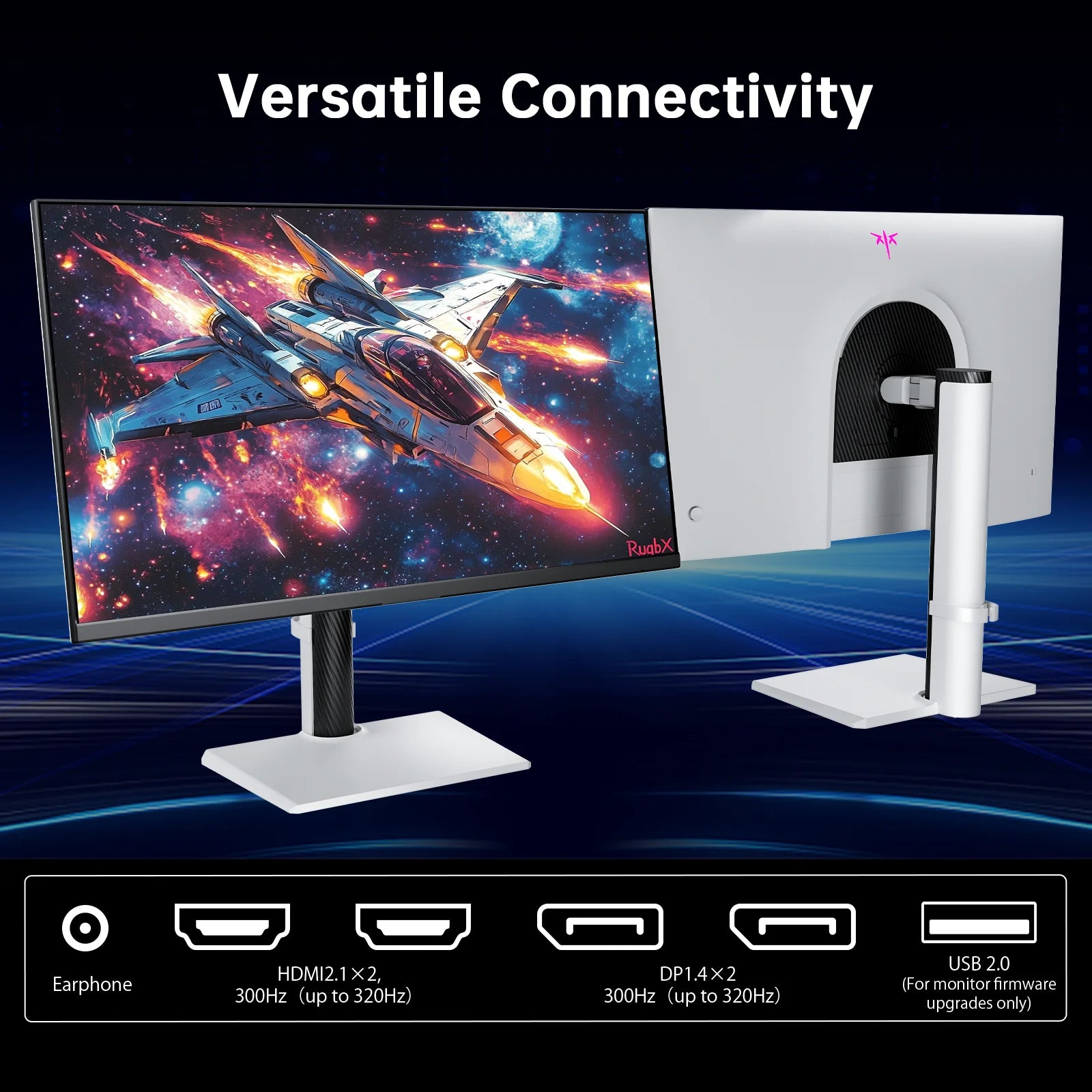 27 Inch White Gaming Monitor 300Hz/320Hz, QHD 1440P Fast IPS Computer Monitor