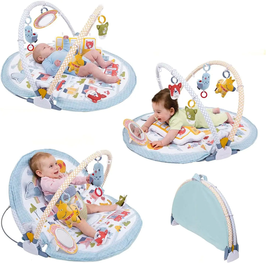 3-in-1 Baby Activity Gym Playmat with Tummy Time Toys & Mirror for Newborns 0-12 Months