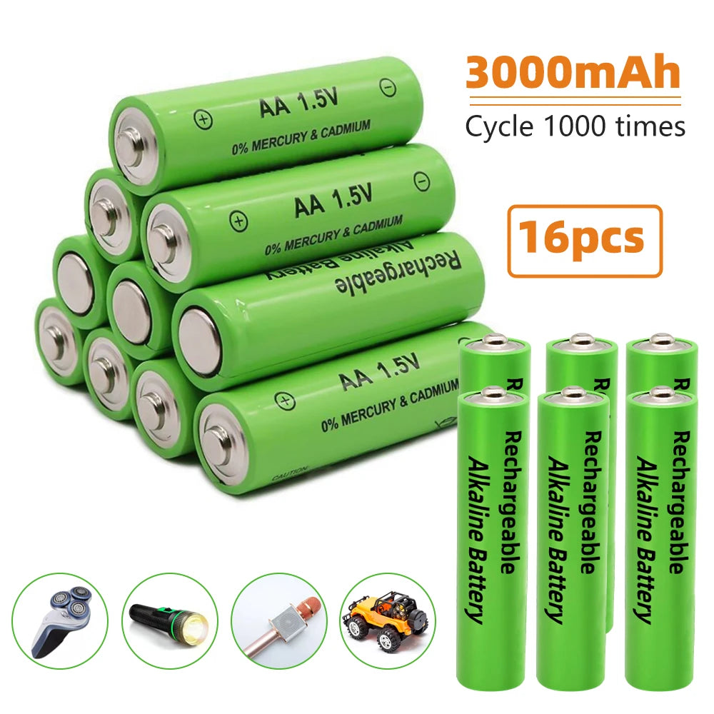 1.5V AA + AAA Rechargeable  Alkaline battery 3000mah For Torch Toys Clock MP3 Radio Video Game Digital Camera AA AAAbattery