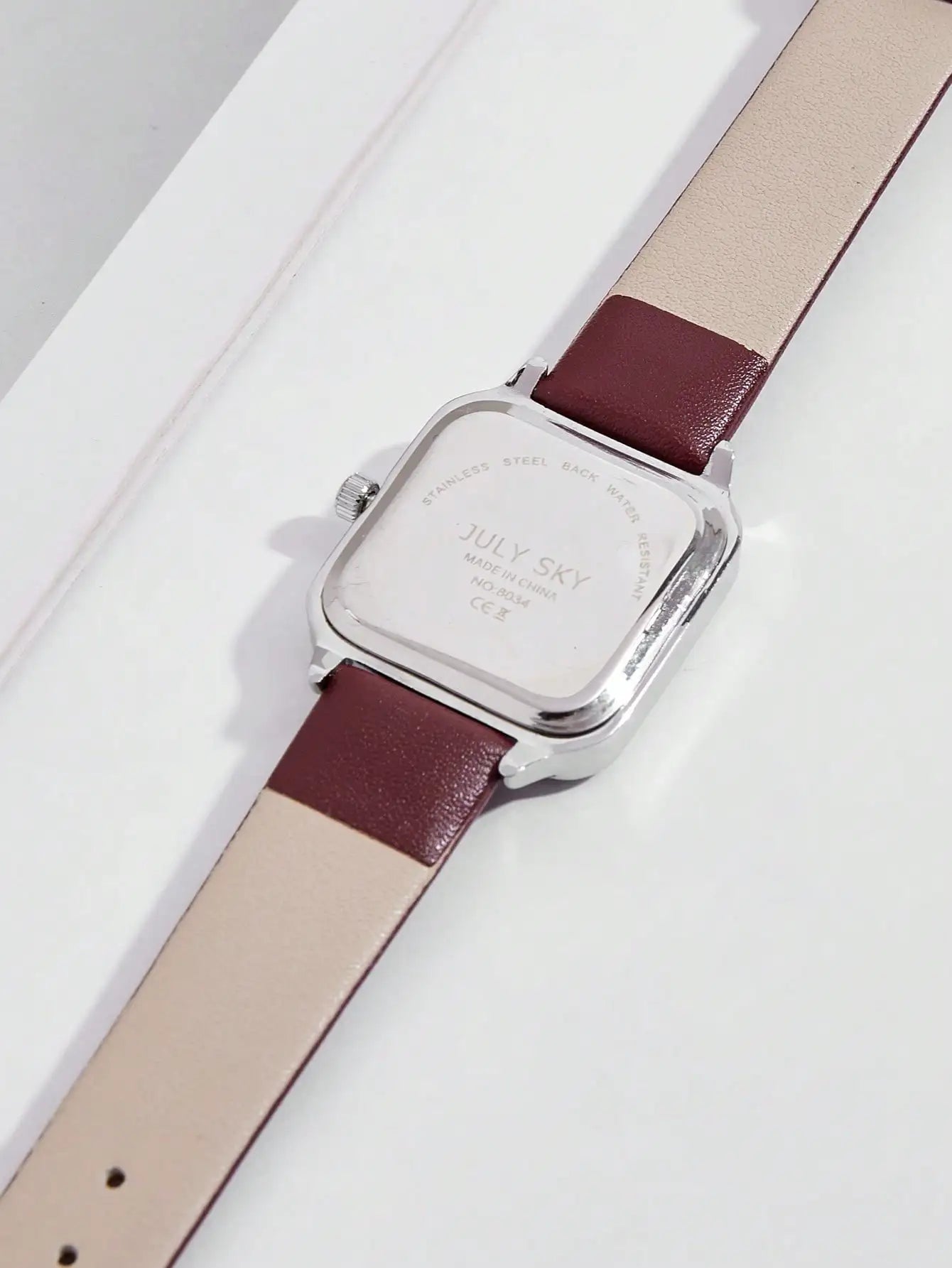 Women's Quartz Watch with Burgundy Leather Strap