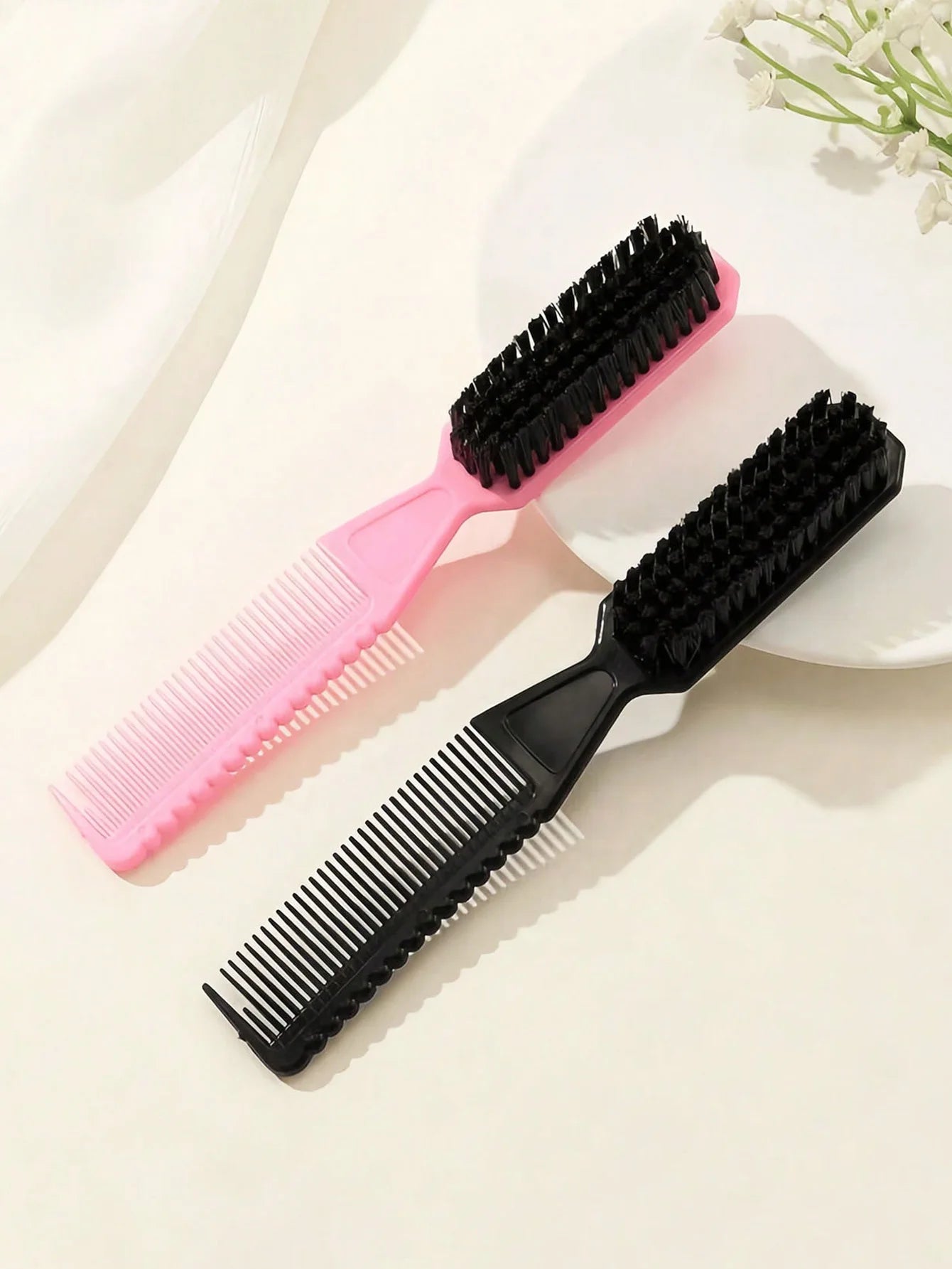 2-In-1 Double-Sided Brush Set, Suitable For Children, Includes Hair Brush And Fine Comb, Ideal For Styling Baby Hair At Home