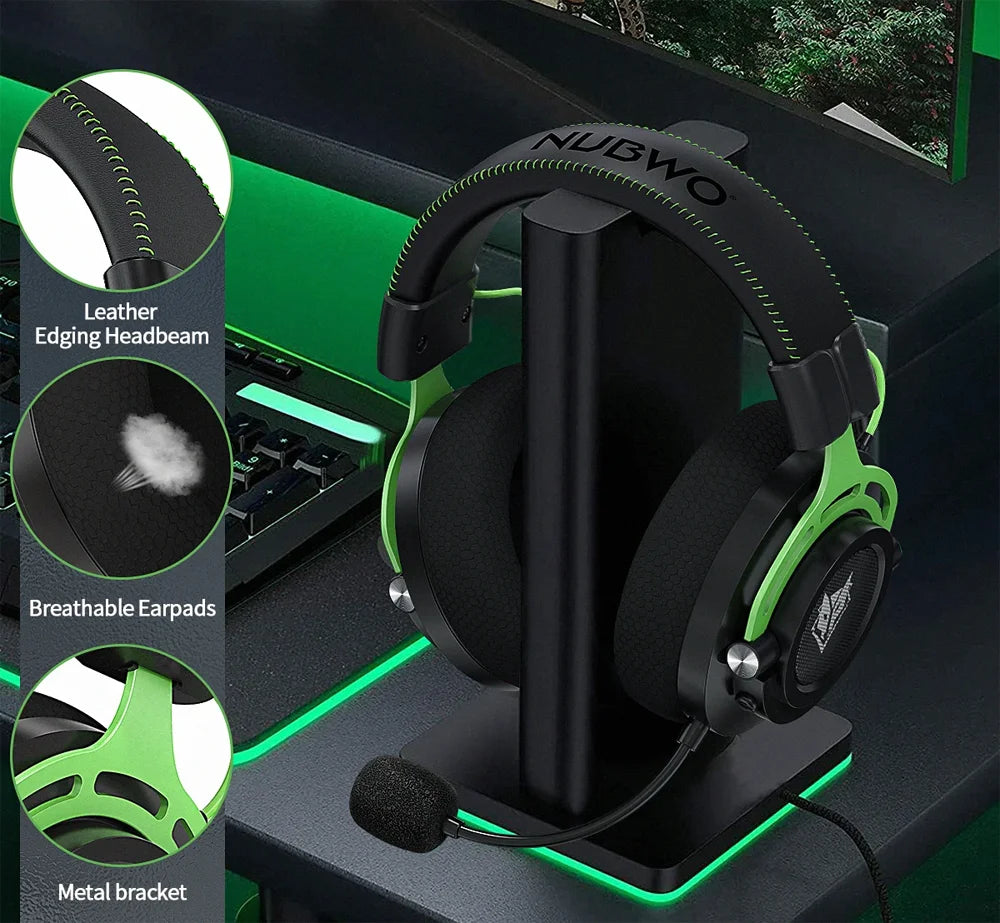 NUBWO G03 Headsets Gamer 2.4GHz Dual Stereo Sound Wireless Bluetooth Gaming Headphone with Dongle Noise Canceling Microphone