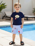 Toddler Boys American Flag Print Short Sleeve T-Shirt and Elastic Waist Star Stripe Shorts Set for 2 Piece Outfit
