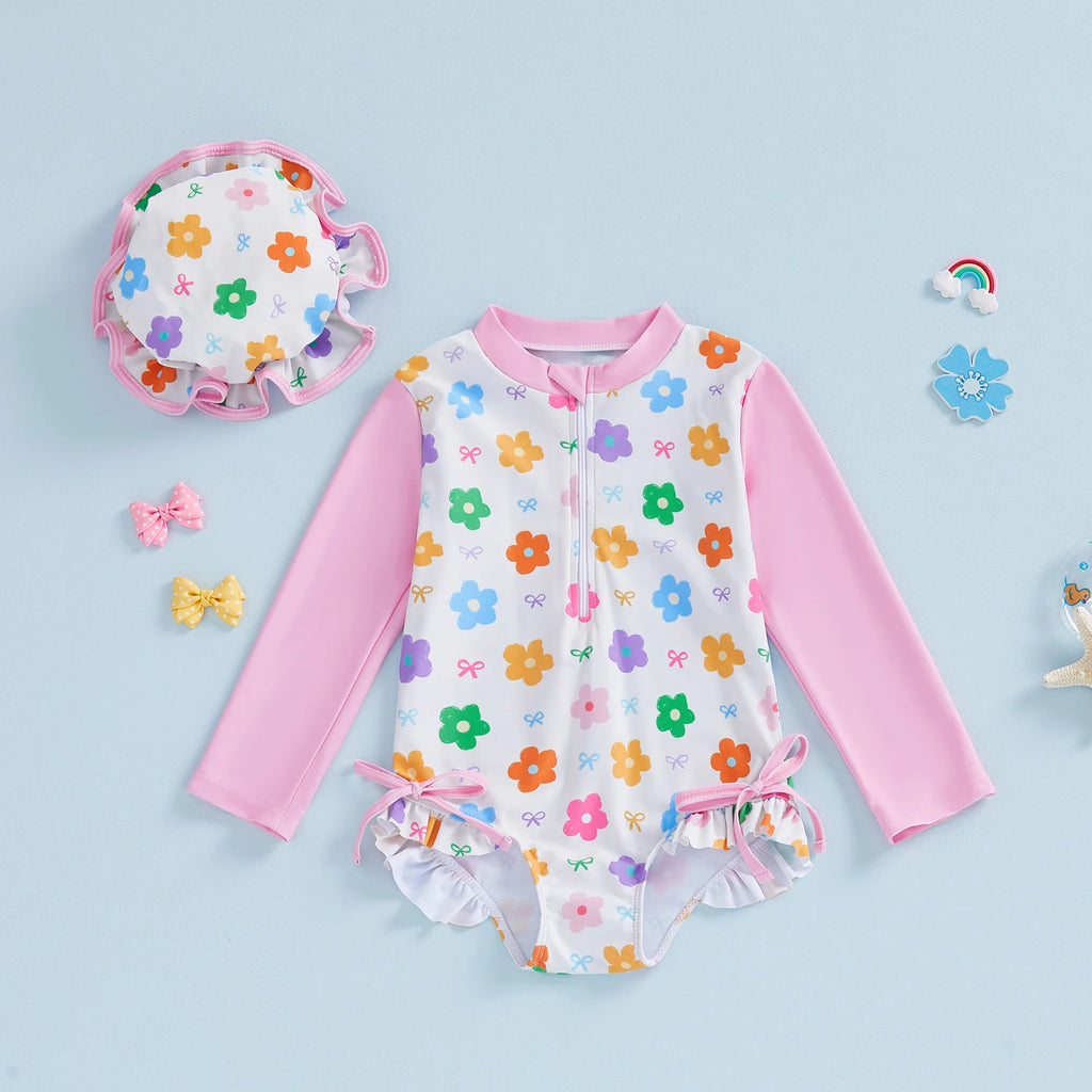 Baby Girl  Swimsuit with UPF 50 Sun Protection and Cute Ruffle Detail for Beach Pool Vacation