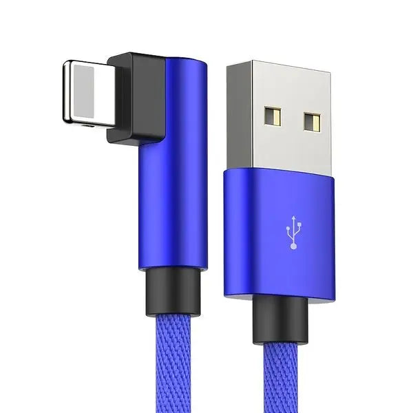 90 Degree USB Cable For IPhone 14 13 12 11 X 8 7 7plus 6 6S 5 Fast Charging Cable For IPad USB Cable L Type Data Cable