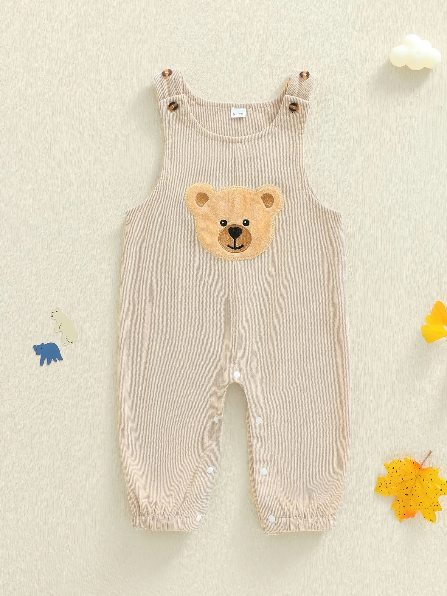 Baby Boy Girl Overall Romper Bear Applique Sleeveless Pants Jumpsuit Cute Clothes