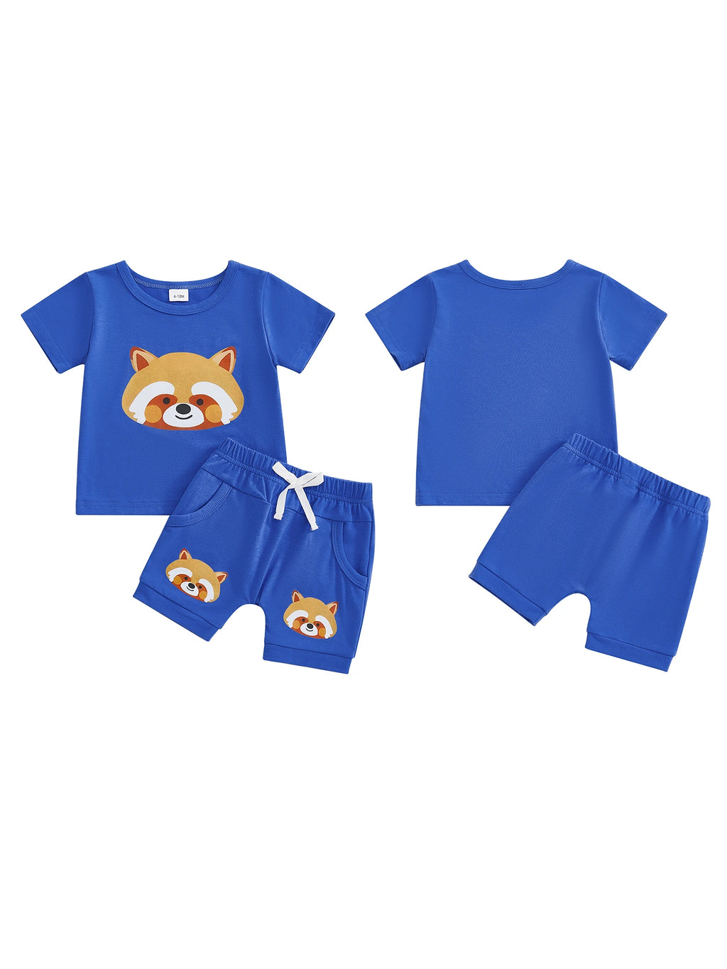 Cute Toddler Boy Summer Outfits Fox Print Short Sleeve Round Neck T Shirt and Shorts 2 Pcs Set for Playtime Fun