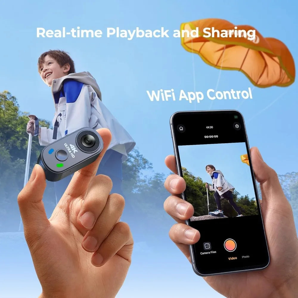4K POV Camera with WiFi, 64GB Card, Charger Case, EIS Stabilization, Magnetic Mount, 150° Wide Angle for Sports & Vlog