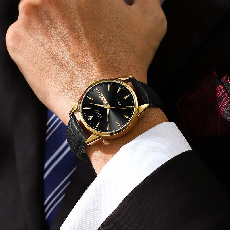 Casual simple men's watch, week calendar, men's night light, waterproof and versatile men's quartz watch