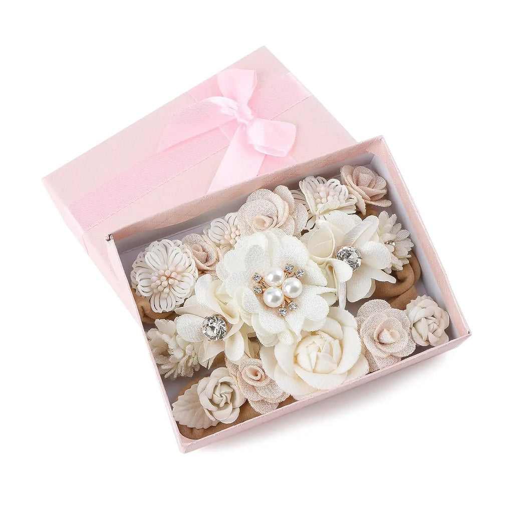 3-Pack Baby Girl Floral Headbands, Super Soft Stretchy Nylon Hair Accessories for Newborn Toddler