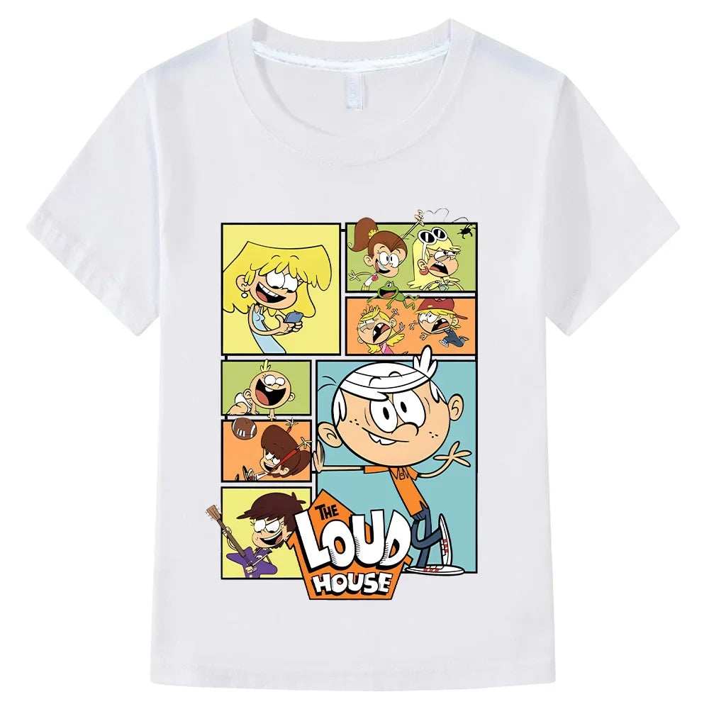 The Loud House Cartoon T-Shirts Kids Crewneck Pure Cotton TShirts Funny Boys Girls Short Sleeve Tees Children Fashion Gift Tops