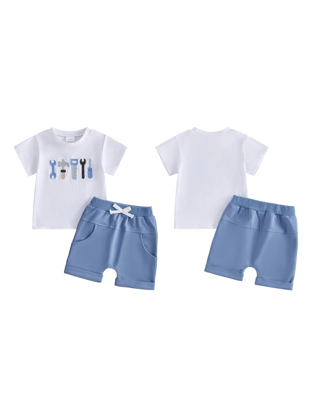Adorable Baby Boys 2 Piece Outfits Summer Stylish Dinosaur Print Short Sleeve Round Neck Tops and Shorts Set for Playtime