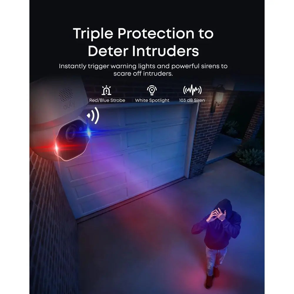 4K Wireless Outdoor Security Camera with AI Motion Tracking, Strobe Light, Pan & Tilt, Facial Recognition, up to 16 TB Storage,