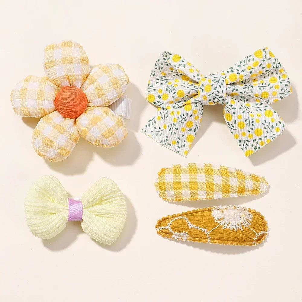 5Pcs/Set Mini Baby Girl Hair Clip Cute Floral Bow Bunny Princess Hairpin for Toddler Girl Lovely Bang Side Clip Hair Accessories