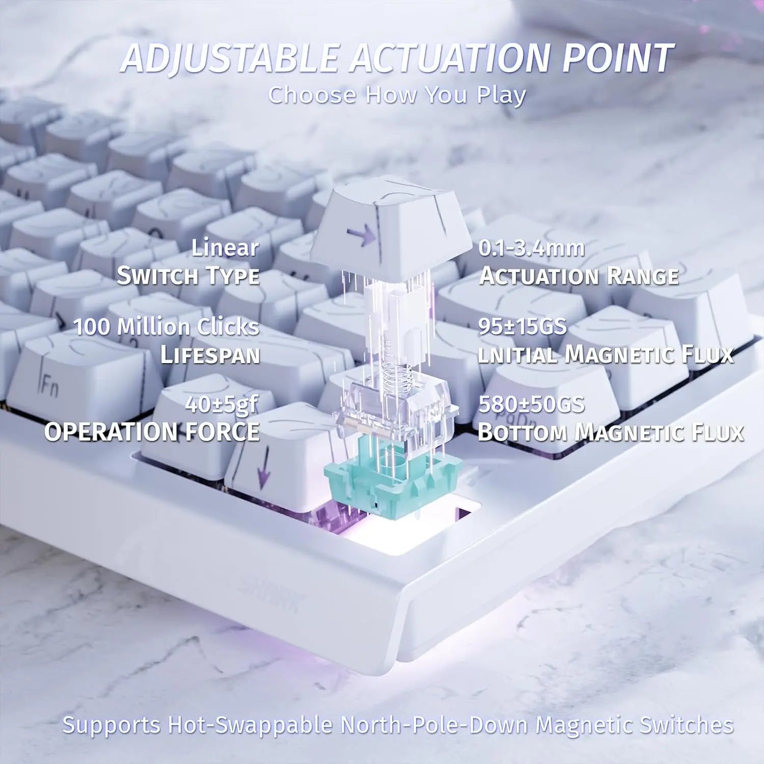 Rapid Trigger Mechanical Gaming Keyboard 60% Wired with Adjustable Effect Magnetic Switch,8KH