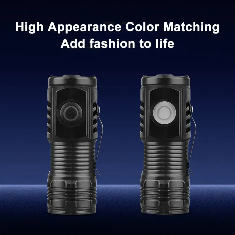 Portable Mini LED Flashlight 3LED Ultra Strong Light Flash Light USB Rechargeable Built-in Battery with Pen Clip
