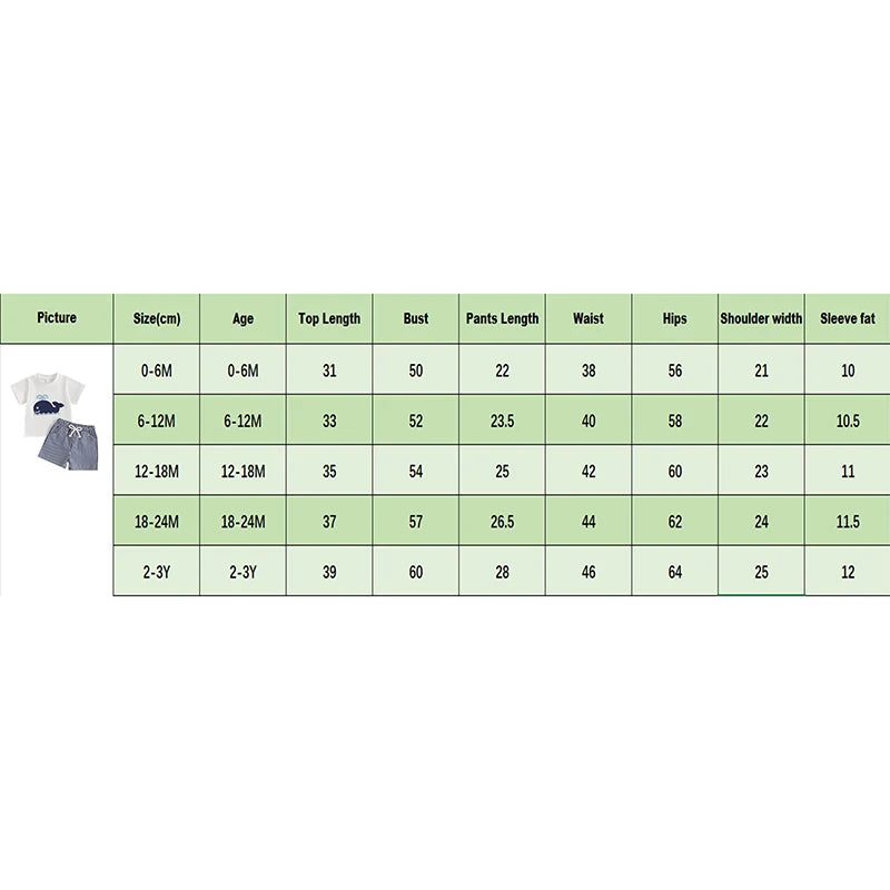 Toddler Baby Boy Shorts Set Whale/Dinosaur/Turtle Short Sleeve T-shirts Striped Elastic Waist Shorts Summer Outfit