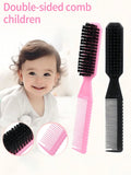 2-In-1 Double-Sided Brush Set, Suitable For Children, Includes Hair Brush And Fine Comb, Ideal For Styling Baby Hair At Home