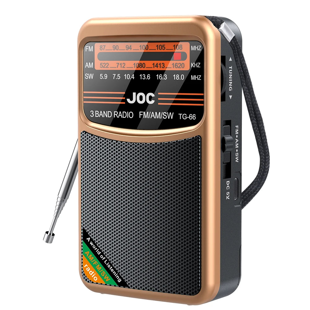 Pocket Radio FM AM SW Radio Transistor Radio Type-C Rechargeable Radio Player for Senior Home Walking