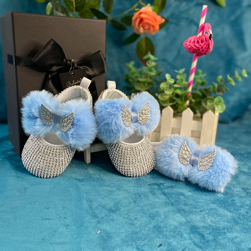 Dollbling Baby Diamonds and Pearls Custom Baby Girl Pearl Rhinestone Birthday Baptism Fancy Shoes Baby Shower Easter
