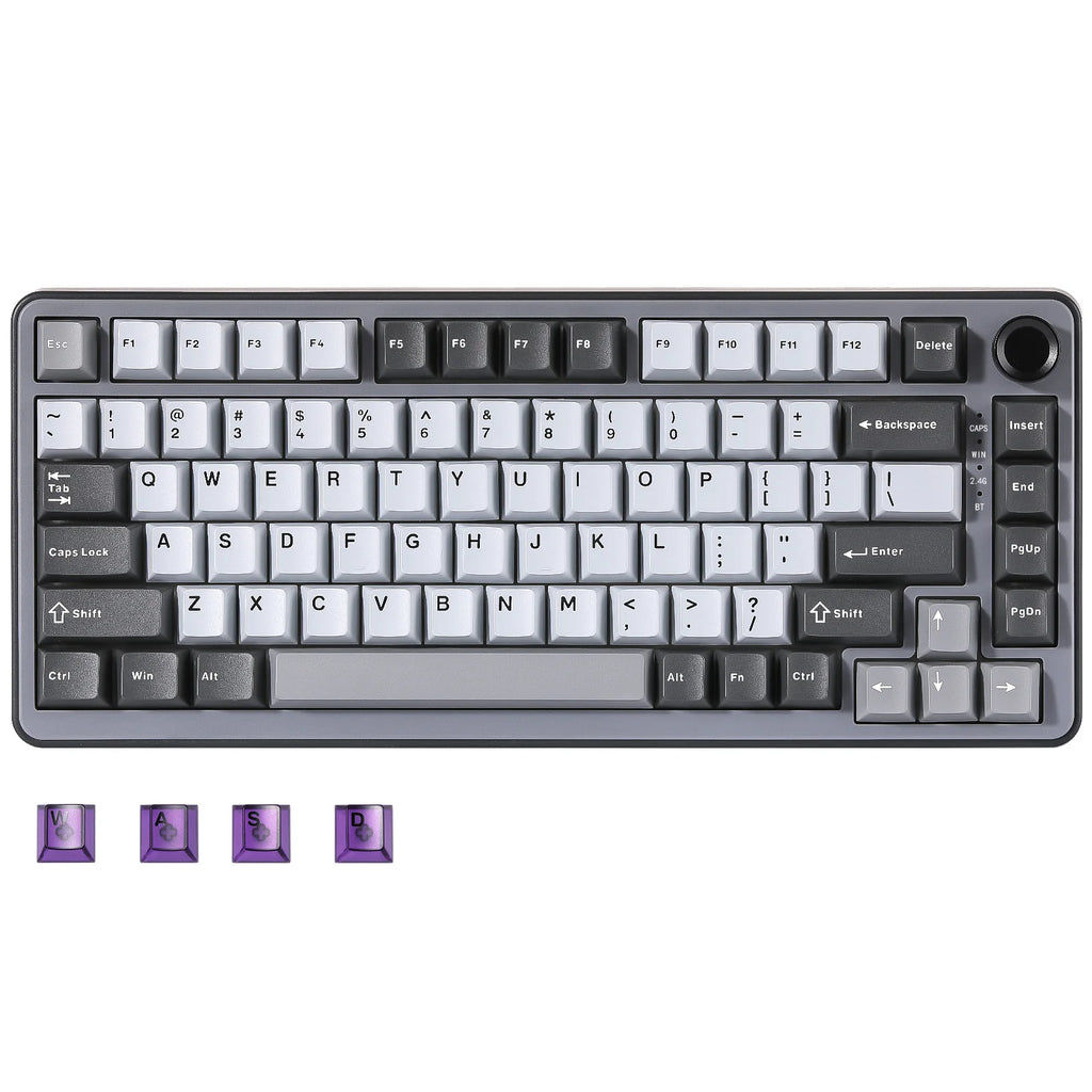 YUNZII B75 PRO 82-Key Wireless Mechanical Gaming Keyboard, Gasket Hot Swap Custom RGB 75% BT/Type-C/2.4G Creamy Knob Keyboard