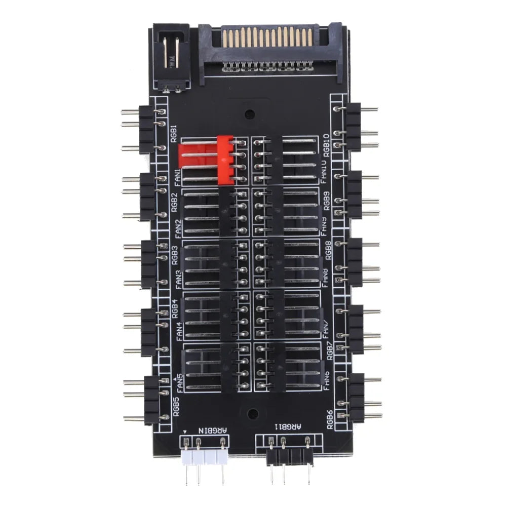 2 in 1 Fan Controller 5V 3PIN ARGB SATA Power Fan Splitter HUB 12V 4PIN PWM Computer Accessories 10 Way for PC Chassis Case