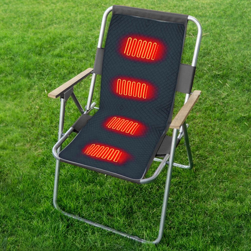 4 Heated Areas Camping Chair Heated Mat USB Electric Blanket 3 Adjustable Temperature Heater Warmer Cushion for Outdoor Travel