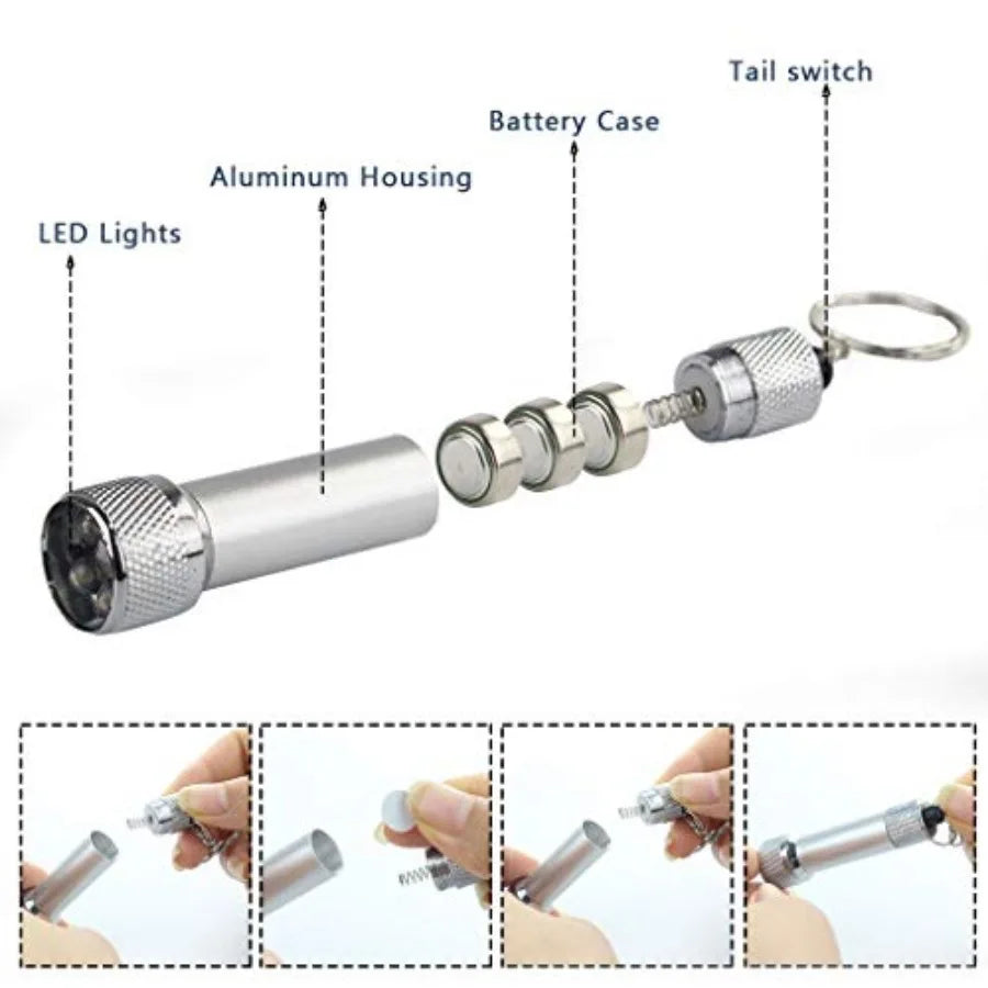 20 Packs Mini LED Flashlights, 2.7 Inch Pocket Flashlight Keychain 5 Bulbs LED for,Camping, Party, 5 Colors